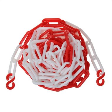 Barrier chain plastic red/white 5M