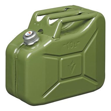 Jerry can 10L metal green with magnetic screw cap