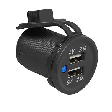 USB-port double flush mount 2x2100mA 12V/24V